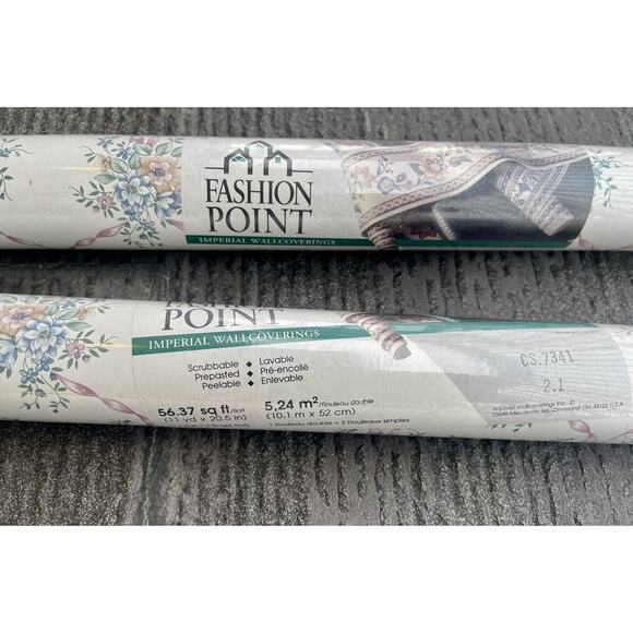 Fashion Point Imperial Wallcoverings Wallpaper NOS 56 sq ft x 3 Rolls Floral - Picture 3 of 5